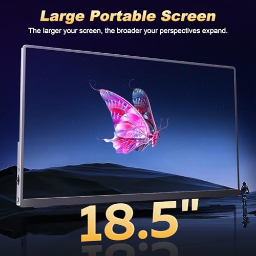 18.5 Inch Large Portable Monitor, 120Hz 1080P FHD IPS Portable Gaming Travel Screen Display for Laptop/Phone/Xbox PS4/5, 125% sRGB, Dual Speakers