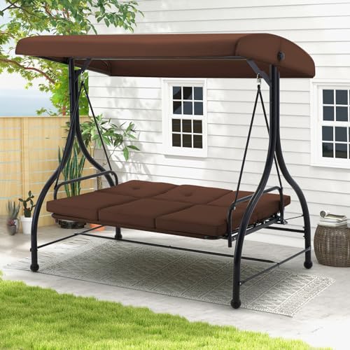 U-MAX Porch Swing Chair with Adjustable Backrest&Canopy