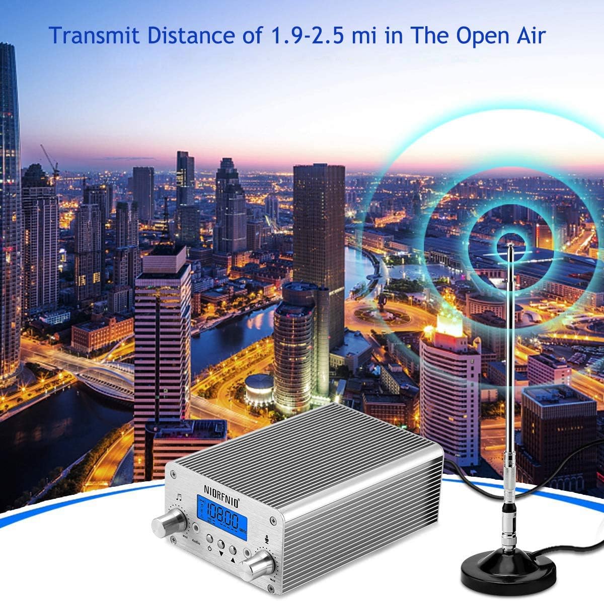 88.0-108.00MHz PLL FM Transmitter Radio Stereo Station Wireless Broadcast+TNC Antenna for Drive-in Church Supermarket School