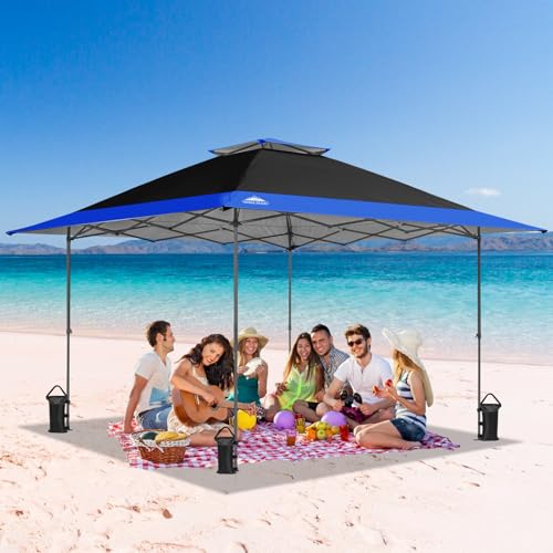 EAGLE PEAK 13x13 Straight Leg Pop Up Canopy Tent Instant Outdoor Canopy Easy Single Person Set up Folding Shelter w/Auto Extending Eaves 169 Square