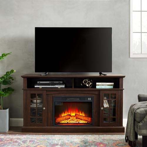 Farmhouse TV Stand with Electric Fireplace
