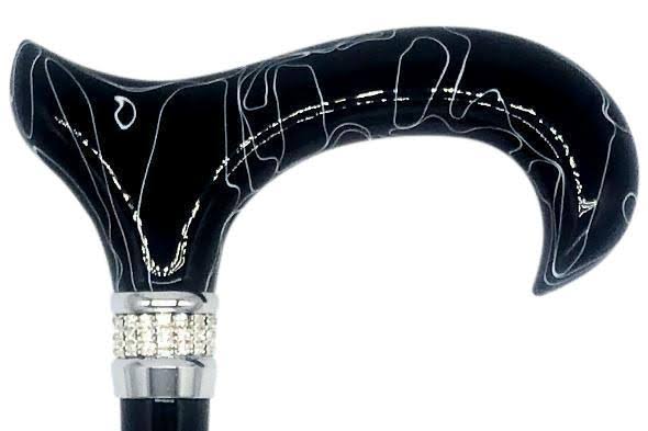 Classy Walking Canes Adjustable Elegant Black with Rhinestone Collar
