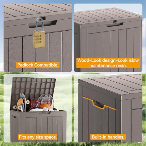 KAMABOKO Outdoor Storage Box, 150 Gallon Large Outdoor Resin Deck Box, Storage Waterproof Boxes Lockable Lid for Garden Tools, Pool Supplies