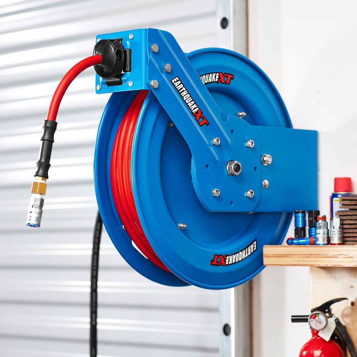 EARTHQUAKE XT 3/8 in. x 50 Ft. Industrial Grade Air Hose Reel