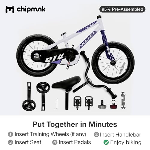 Chipmunk Kids Bike Toddlers 12 14 16 18 Inch Wheel Bicycle Beginners Boys Girls Ages 3-11 Years, Multiple Color Options