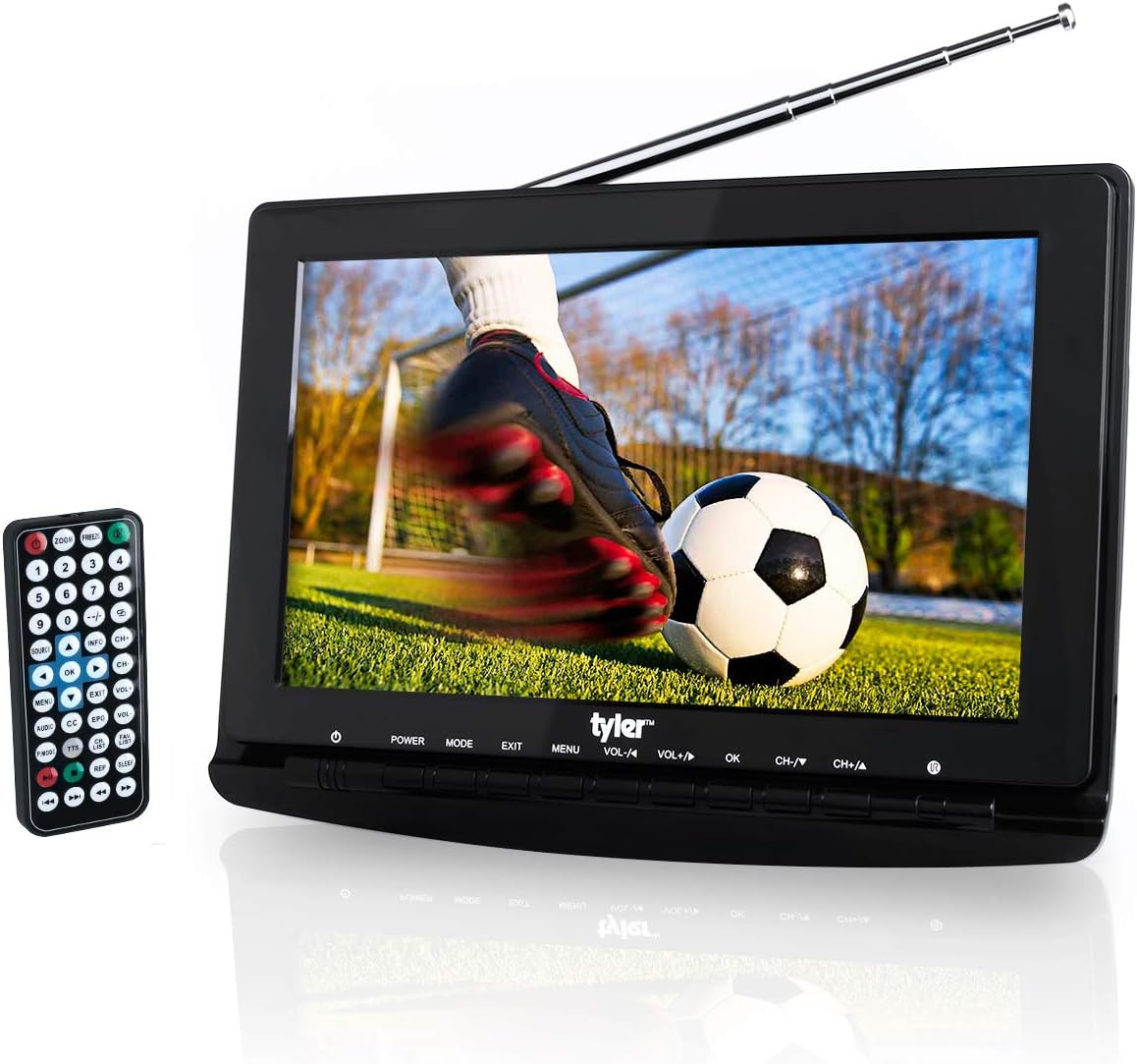 Tyler TTV706 10” Portable Widescreen 1080P LCD TV with Detachable Antennas, HDMI, USB, RCA, FM Radio, Built in Digital Tuner, AV Inputs, AC/DC