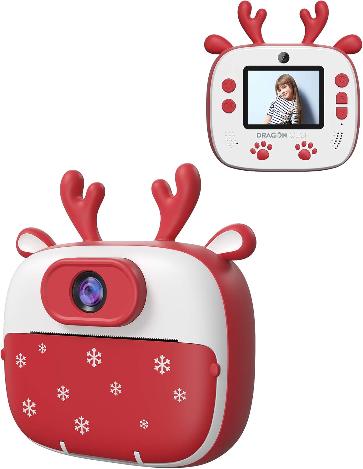 Dragon Touch Instant Print Kids Camera, InstantFun2 Digital Camera with Dual Camera Lens, Print Paper, Cartoon Sticker