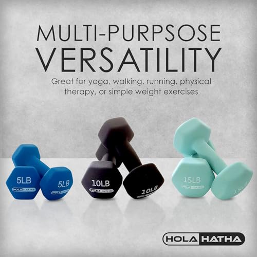 HolaHatha Neoprene Dumbbell Free Hand Weight Set with Rack, Ideal for Home Exercises to Gain Tone and Definition