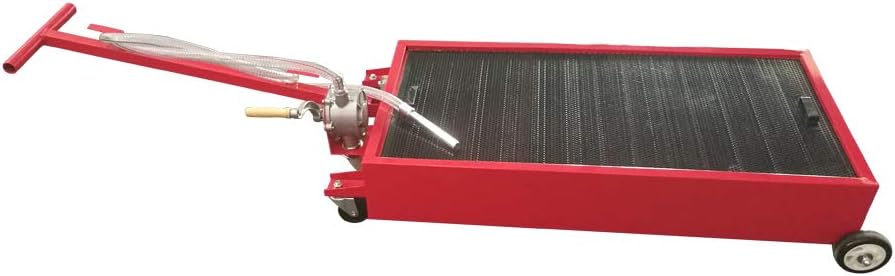 MTFY Portable 20 Gallon Oil Drain Pan with Pump,Truck Car Oil Drain Pan Low Profile with 8' Hose, Red