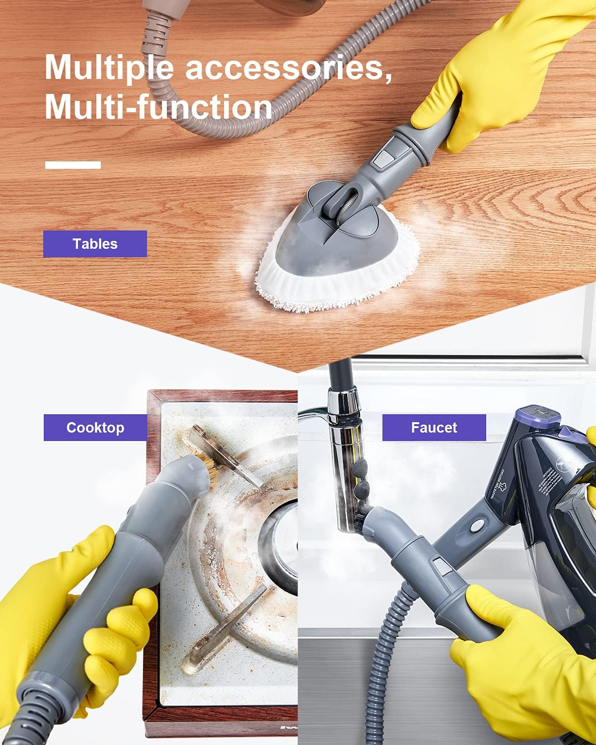 LIGHT 'N' EASY Steam Mop Cleaners 9-in-1 with Detachable Handheld Unit, Floor Steamer for Hardwood/Grout/Tile