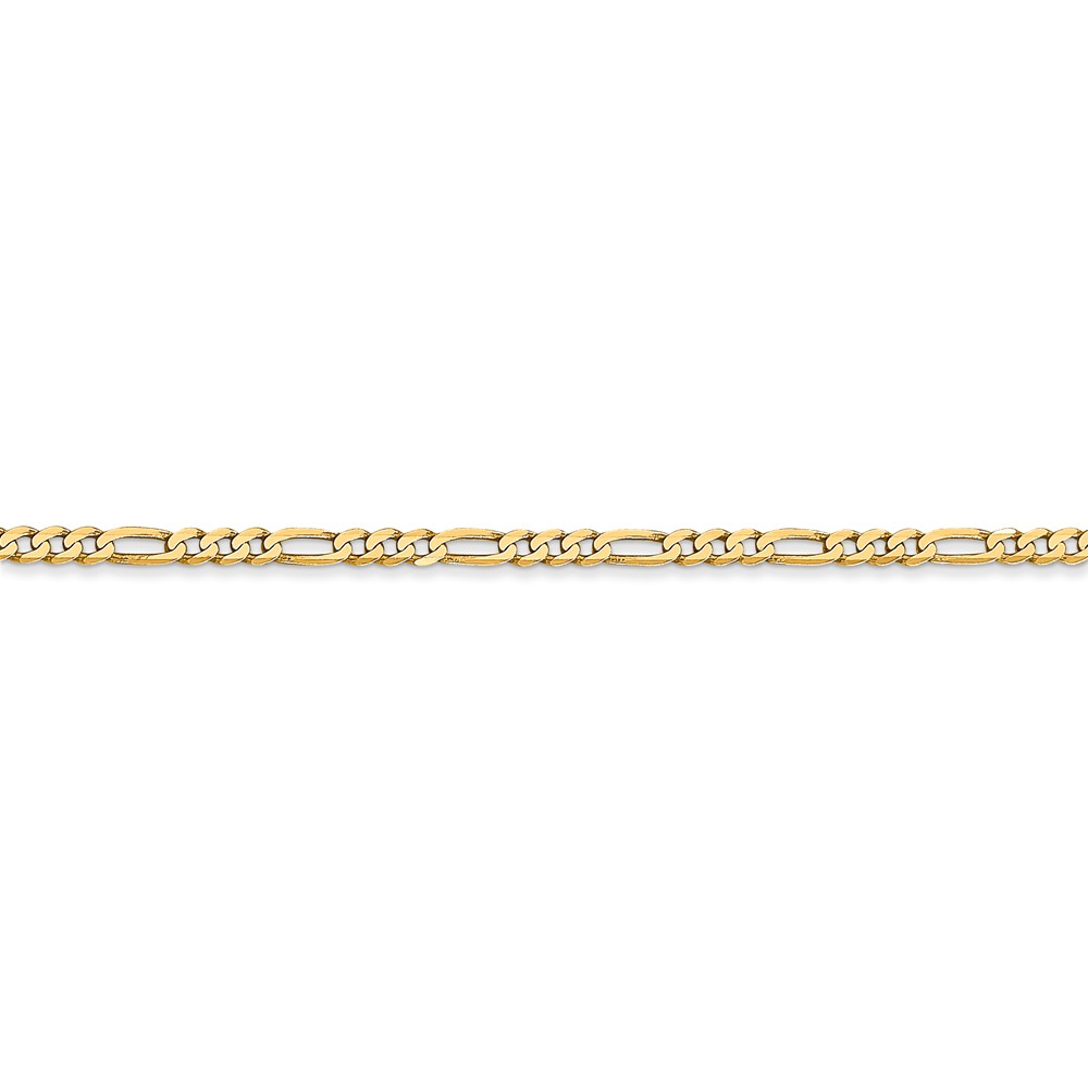 Real 14kt Yellow Gold 2.25mm Flat Figaro Chain; 22 inch; Lobster Clasp; for Adults and Teens; for Women and Men