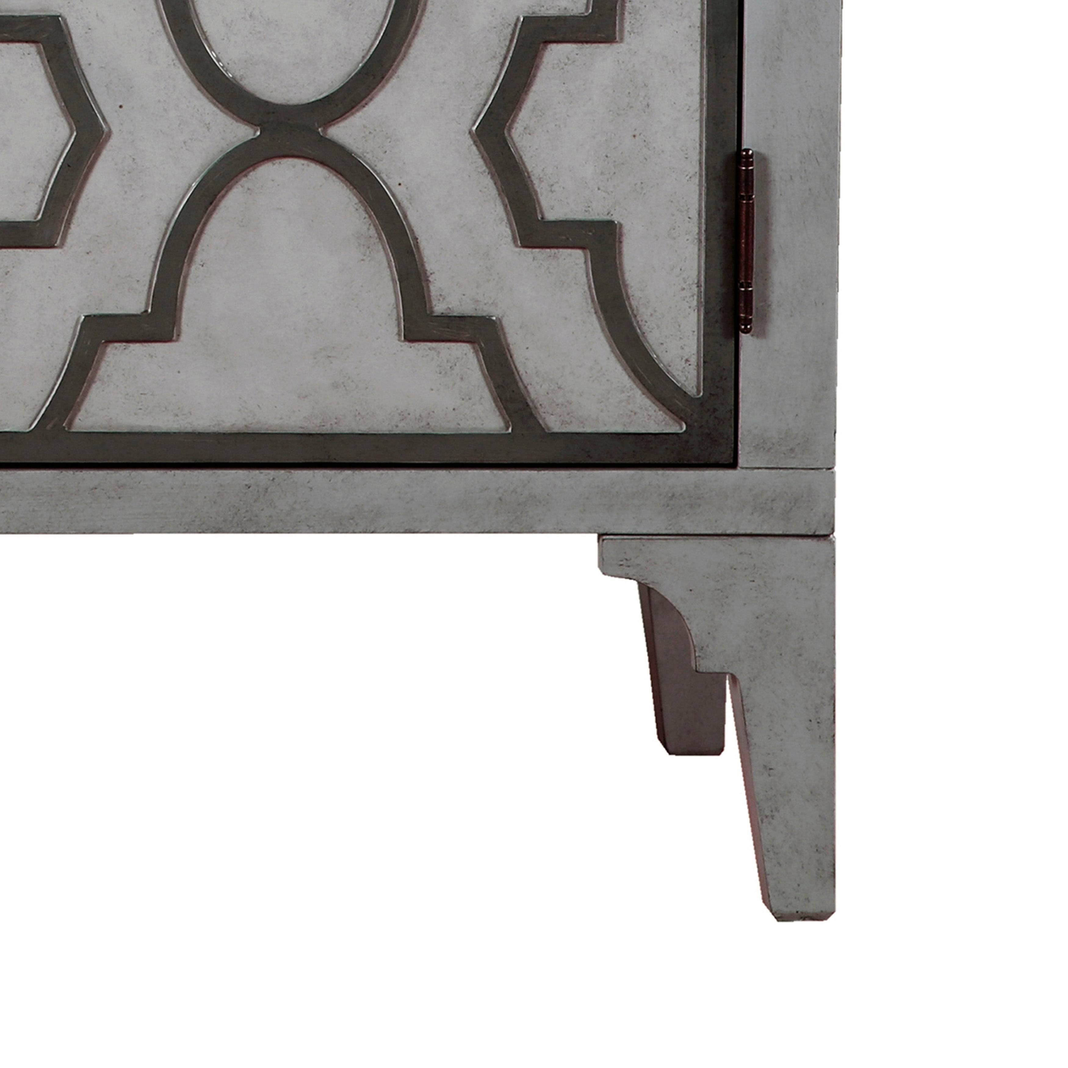 Moroccan Pattern Two Door Accent Chest in Storm Grey