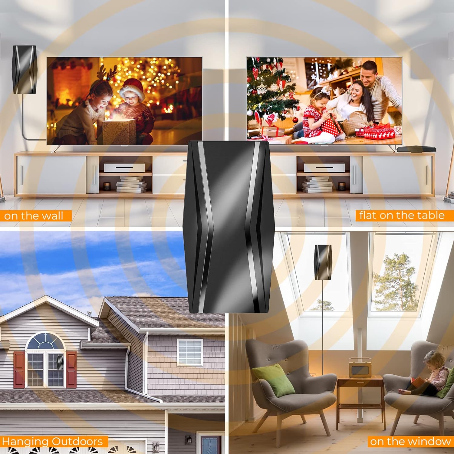 TV Antenna-Amplified HD Digital Indoor/Outdoor TV Antenna Long 420 Miles Range Built-in Smart Amplifier Signal Booster Support 4K 1080p Fire tv Stick
