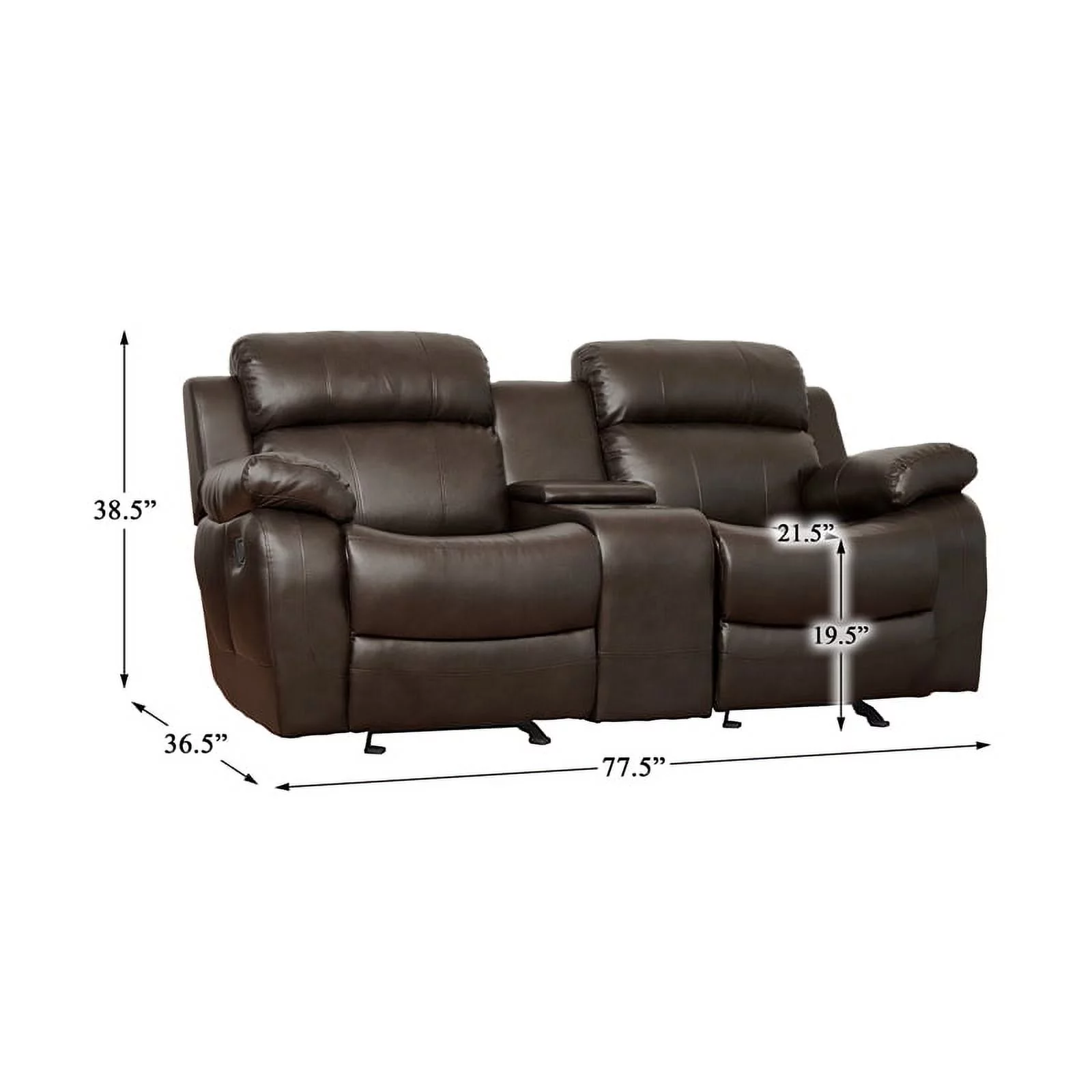 Lexicon Marille Faux Leather 2-Piece Manual Reclining Sofa Set in Brown