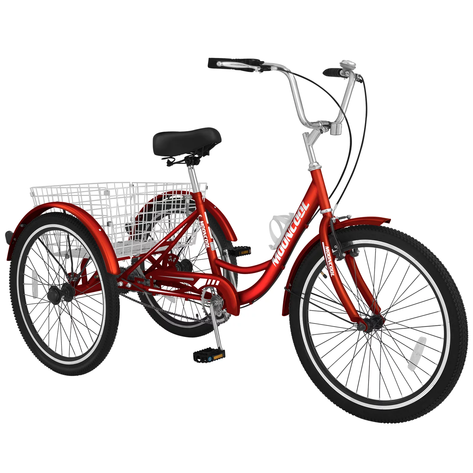 Adult Tricycles Single Speed, Adult Trikes 24 inch 3 Wheel Bikes, Three-Wheeled Bicycles Cruise Trike with Shopping Basket for Seniors, Women, Men
