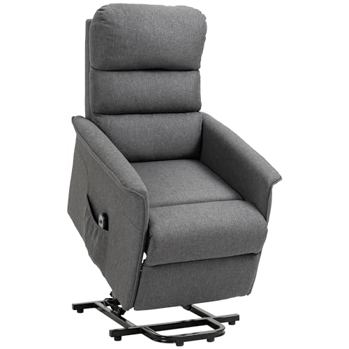 HOMCOM Power Lift Recliner Chair for Elderly, Easy Assembly, Fabric Lift Chair for Adults, Recliner Sofa with Remote Control
