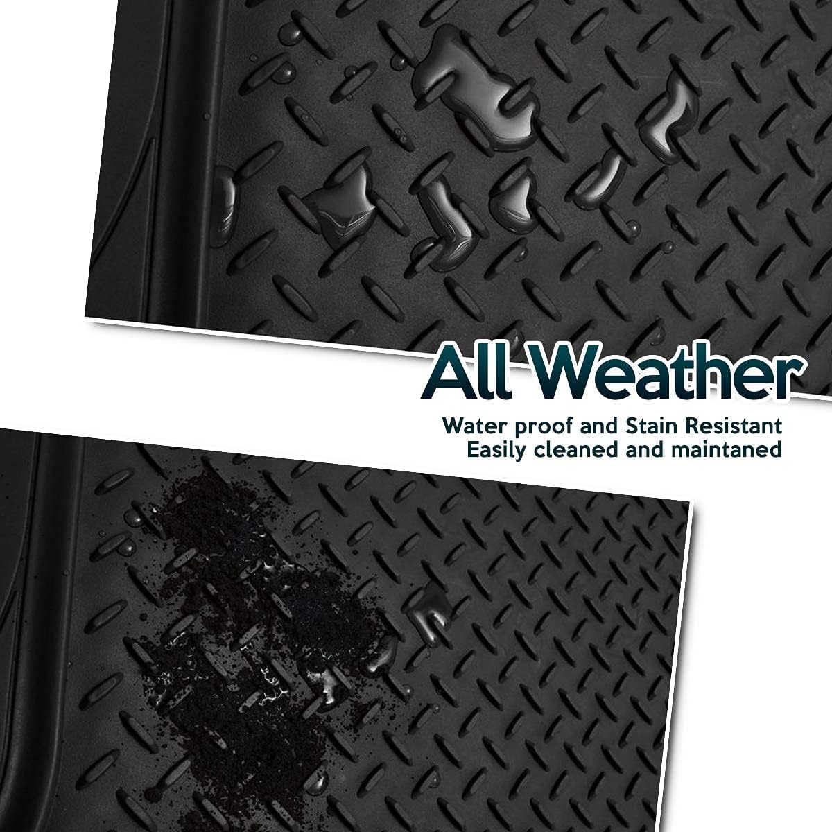 Zone Tech All Weather Rubber Semi Pattern Cargo Liner Trunk Floor Mat – Premium Quality Black Heavy Duty Cargo Trunk Floor Mat Pack of 2