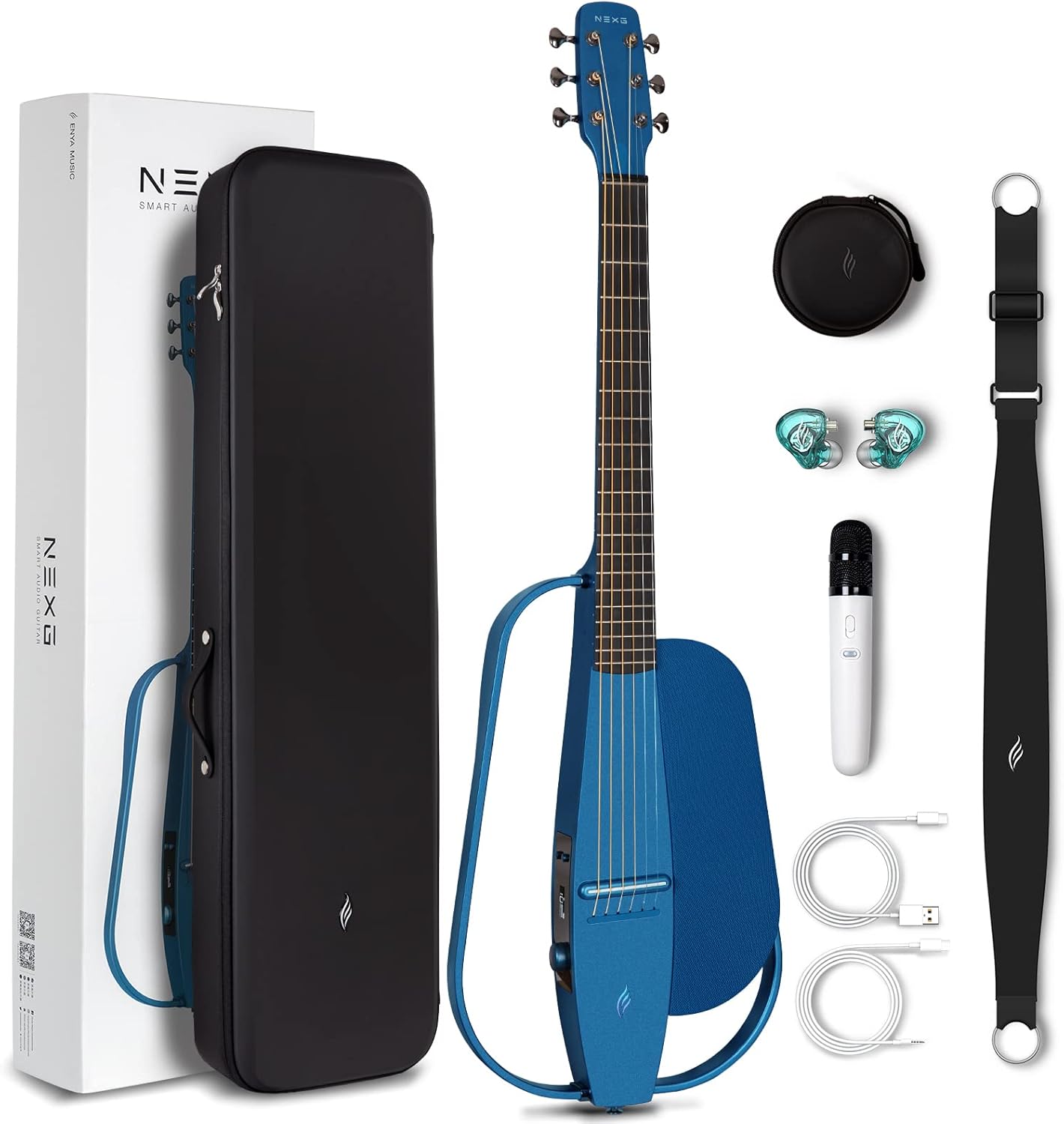 Enya NEXG Acoustic-Electric Carbon Fiber Audio Guitar Smart Acustica Guitarra for Adults with 50W Wireless Speaker, Preamp, Wireless Microphone