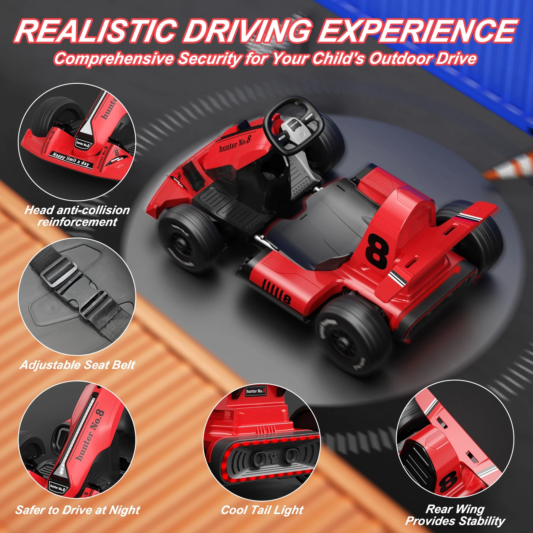 KORIMEFA Electric Vehicles, Outdoor Race Pedal Go Karting Car for Kids Adults, Remote Control Powered Ride on Toys 12V