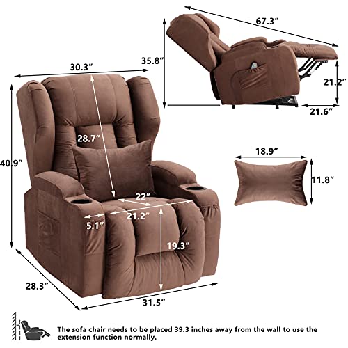 Electric Lift Chair Recliners for Elderly with Massage & Heat Vibration Power Lift Recliner Chair / 3 Positions / 2 Side Pockets / 2 Cup Holders for