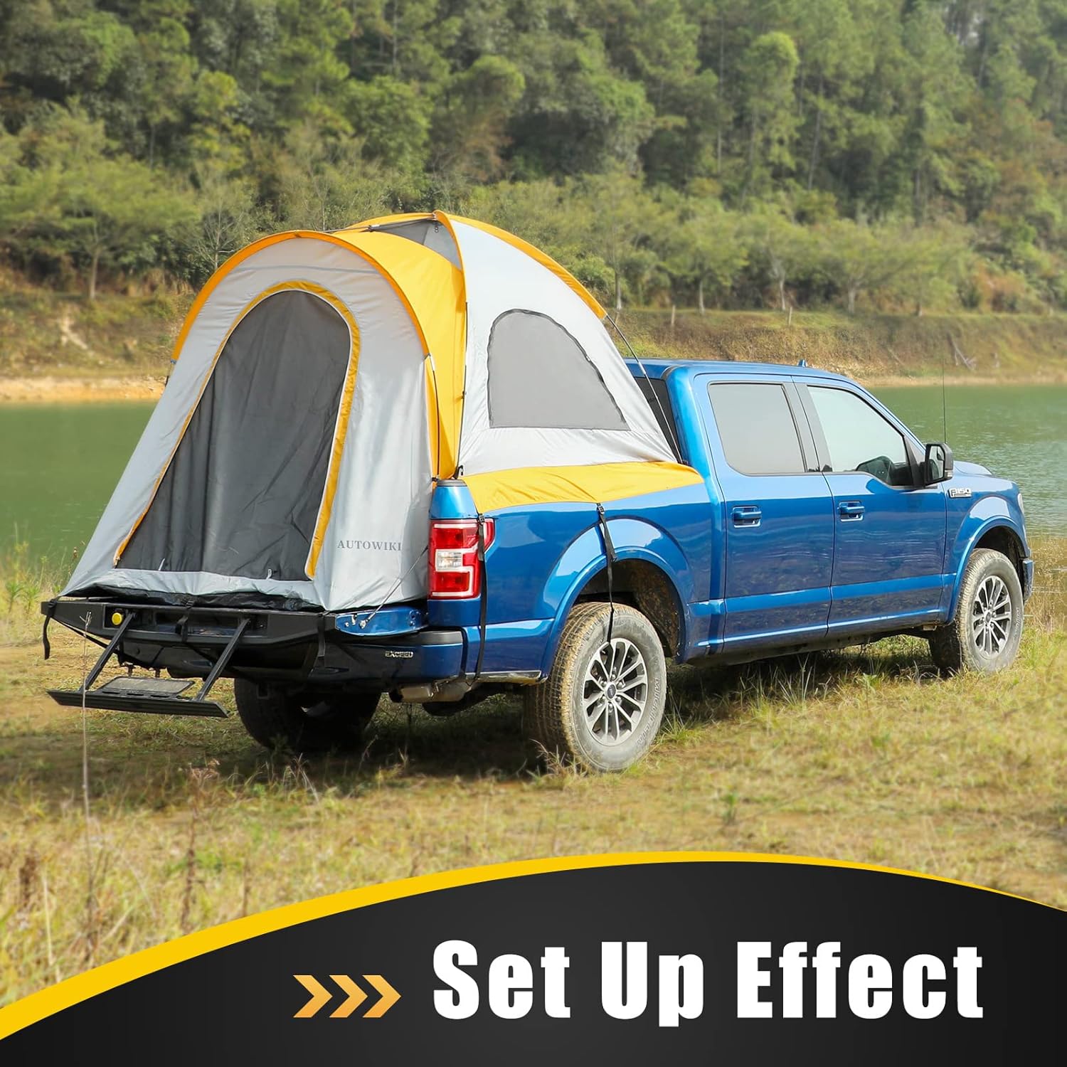 AUTOWIKI Pickup Truck Bed Camping Tent fit for Silverado Ford Toyota Tundra Truck Bed Tent for 5.5-5.8ft Full-Size Bed Compact Truck Tent Bed with