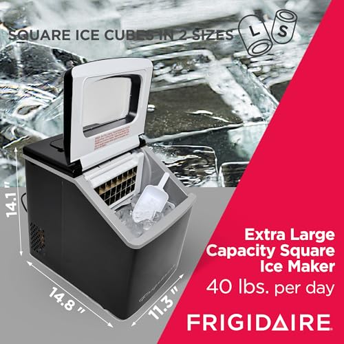 FRIGIDAIRE EFIC452-SS 40 Lbs Extra Large Clear Maker, Stainless Steel, Makes Square Ice