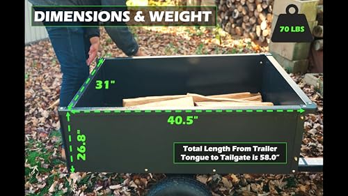 Yard Commander - 400LB Heavy Duty Tow Behind ATV Trailer Steel Dump Cart - 10-Cubic Feet Capacity - Garden Utility Trailer