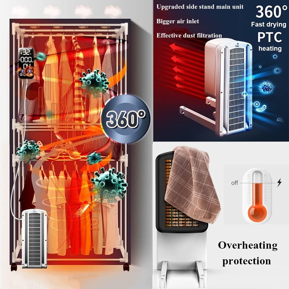 Folding Clothes Drying Rack,3-Electric Clothes Airer Dryer 1600W
