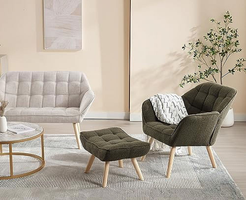 YZboomLife Small Loveseat for Bedroom 2-Seat Mini Sofa Couch with Wingback and Wood Legs for Living Room Apartment Small Space Fluffy Love Seat