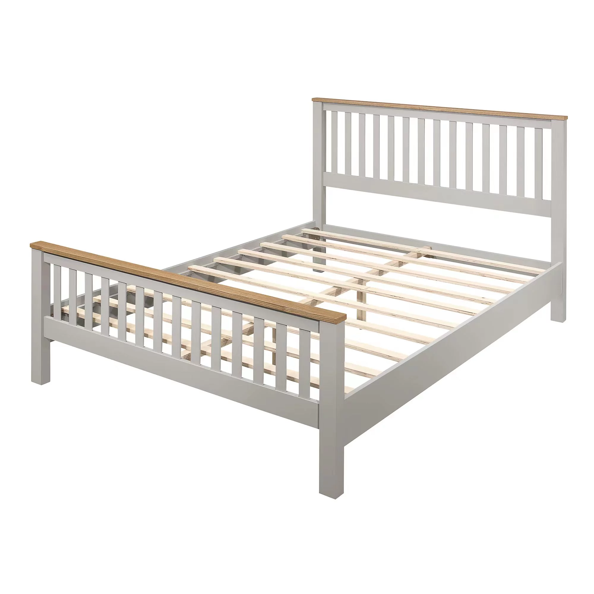uhomepro Gray Queen Bed Frame with Headboard, No Box Spring Needed, Country Style Bedroom Furniture