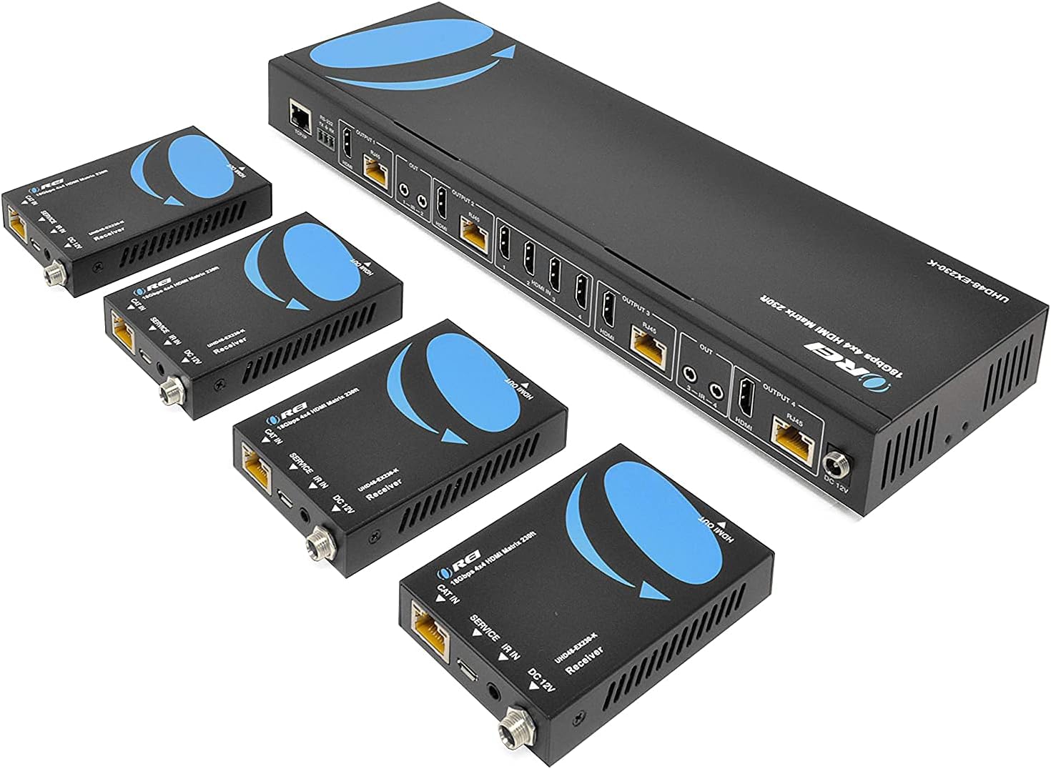 4K 1x8 HDMI Extender Splitter by OREI Multiple Over Single Cable CAT6/7 4K@60Hz 4:4:4 HDCP 2.2 with IR Remote EDID Management - Up to 115 Ft