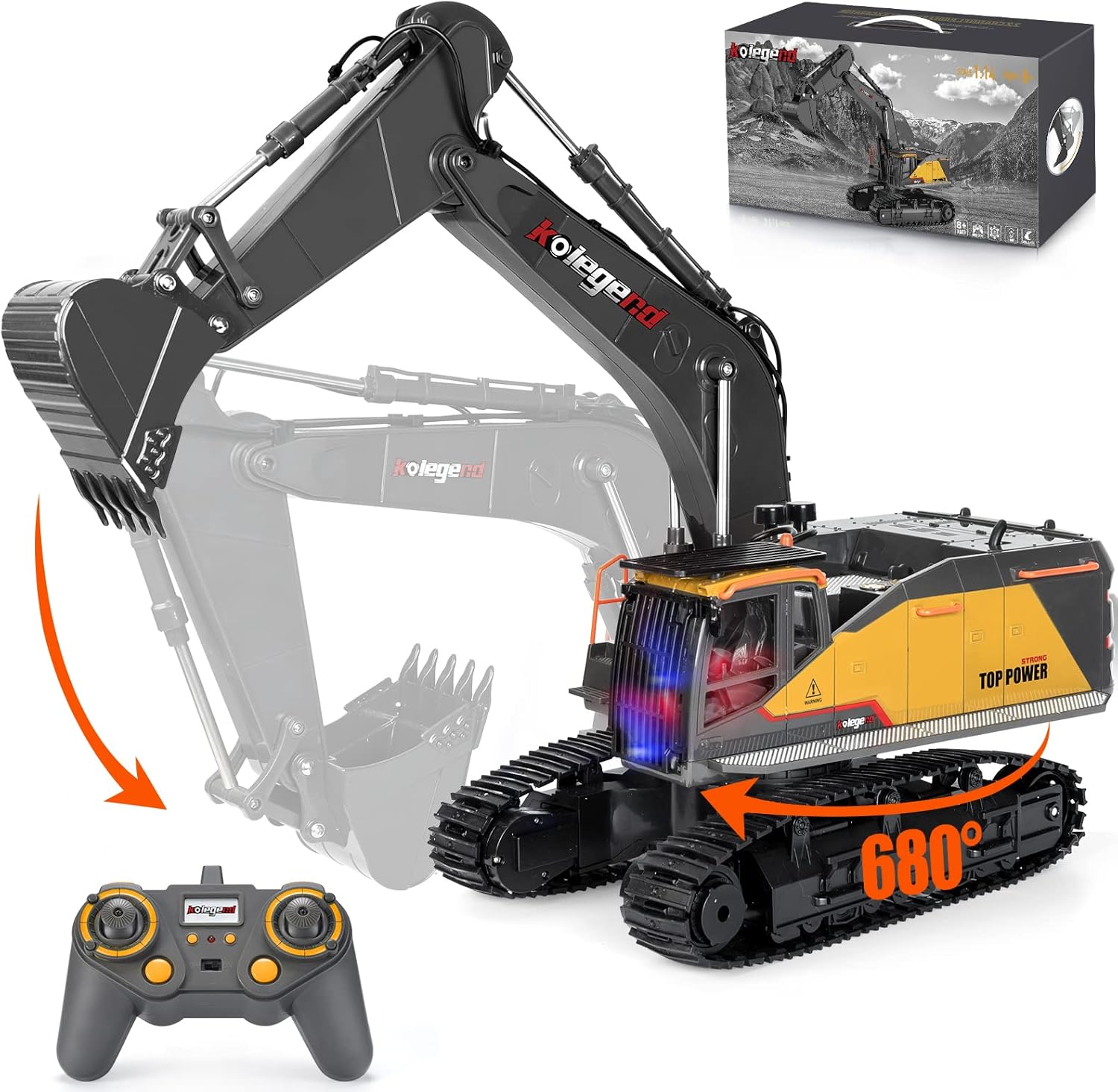 kolegend 22 Channel RC Excavator Remote Control Excavator Toy 1/14 Scale