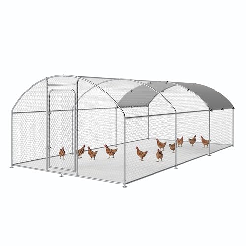 Chicken Coop Poultry Cage Large Metal Hen Run with Water-Resident Cover for Rabbit Duck House Outdoor Walk-in Chicken Pen for Yard