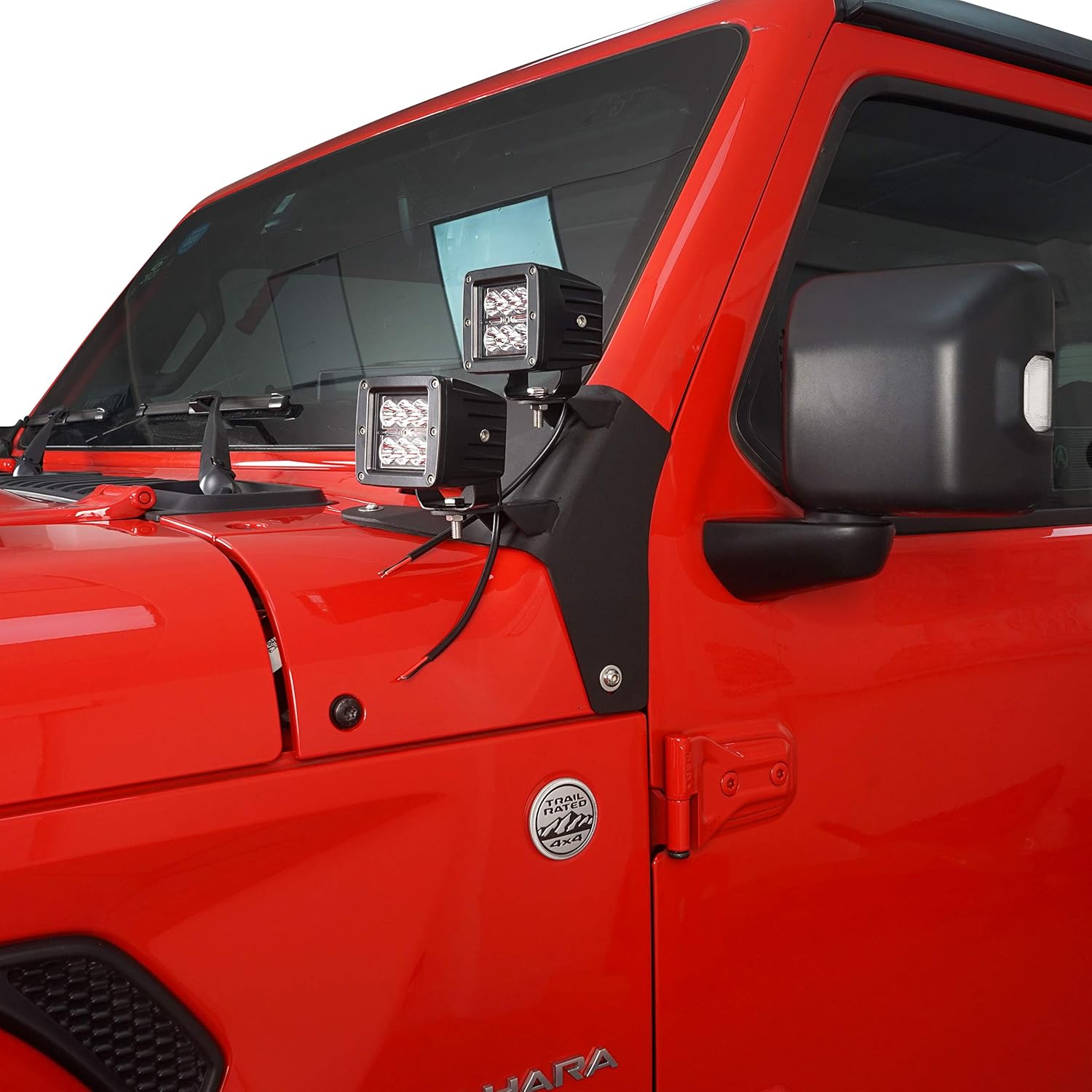 Hooke Road Dual A-Pillar Light Mounting Brackets Compatible with Jeep JL Wrangler / Gladiator JT 2018 2019 2020 2021 2022