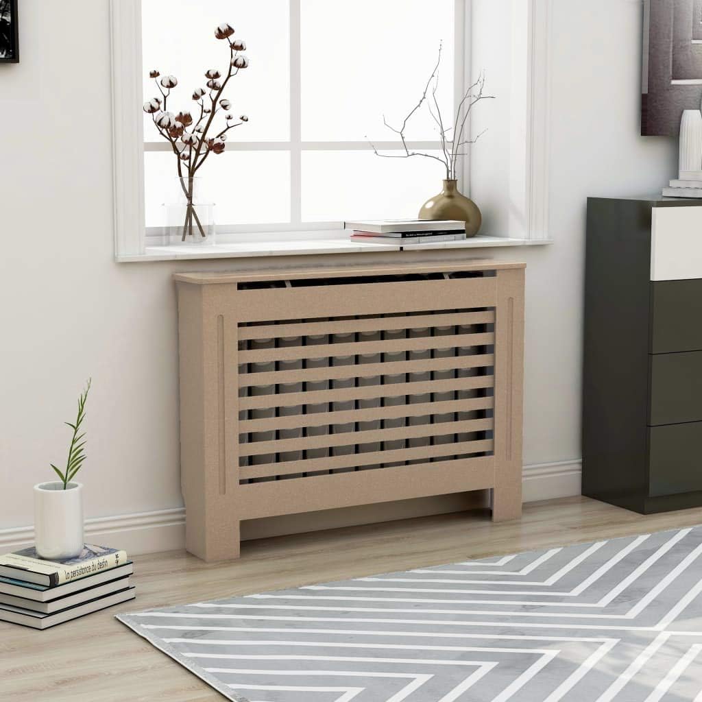 INLIFE Heating Cover Cabinet,MDF Radiator Cover with Water Base and Smooth Top,Slats Heating Cabinet for Living Room,Bedroom,Home 44.1x7.5x31.9(WxDxH)