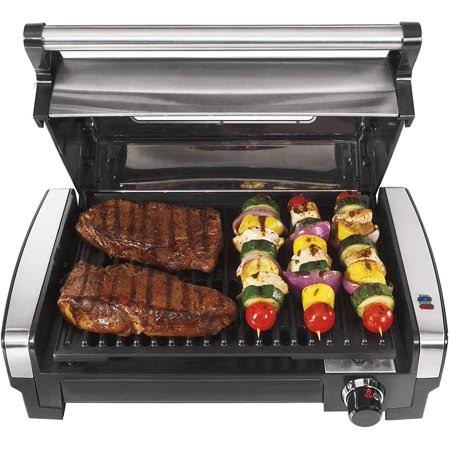 Hamilton Beach Electric Indoor Searing Grill with Viewing Window and Removable Easy-to-Clean Nonstick PLATE, 6-Serving, Extra-La