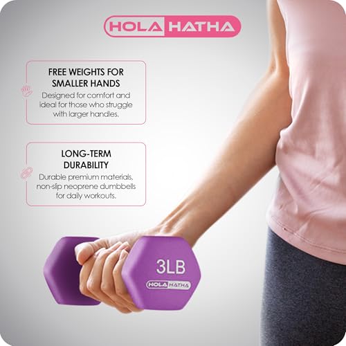 HolaHatha Neoprene Dumbbell Free Hand Weight Set with Rack, Ideal for Home Exercises to Gain Tone and Definition