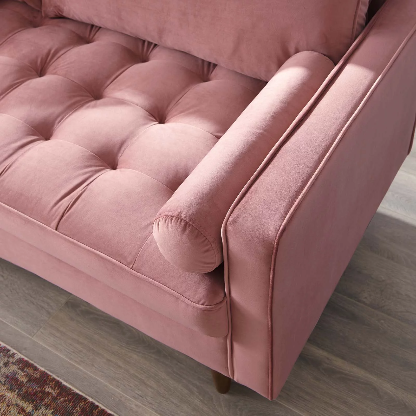 Modway Valour Performance Velvet Sofa in Dusty Rose