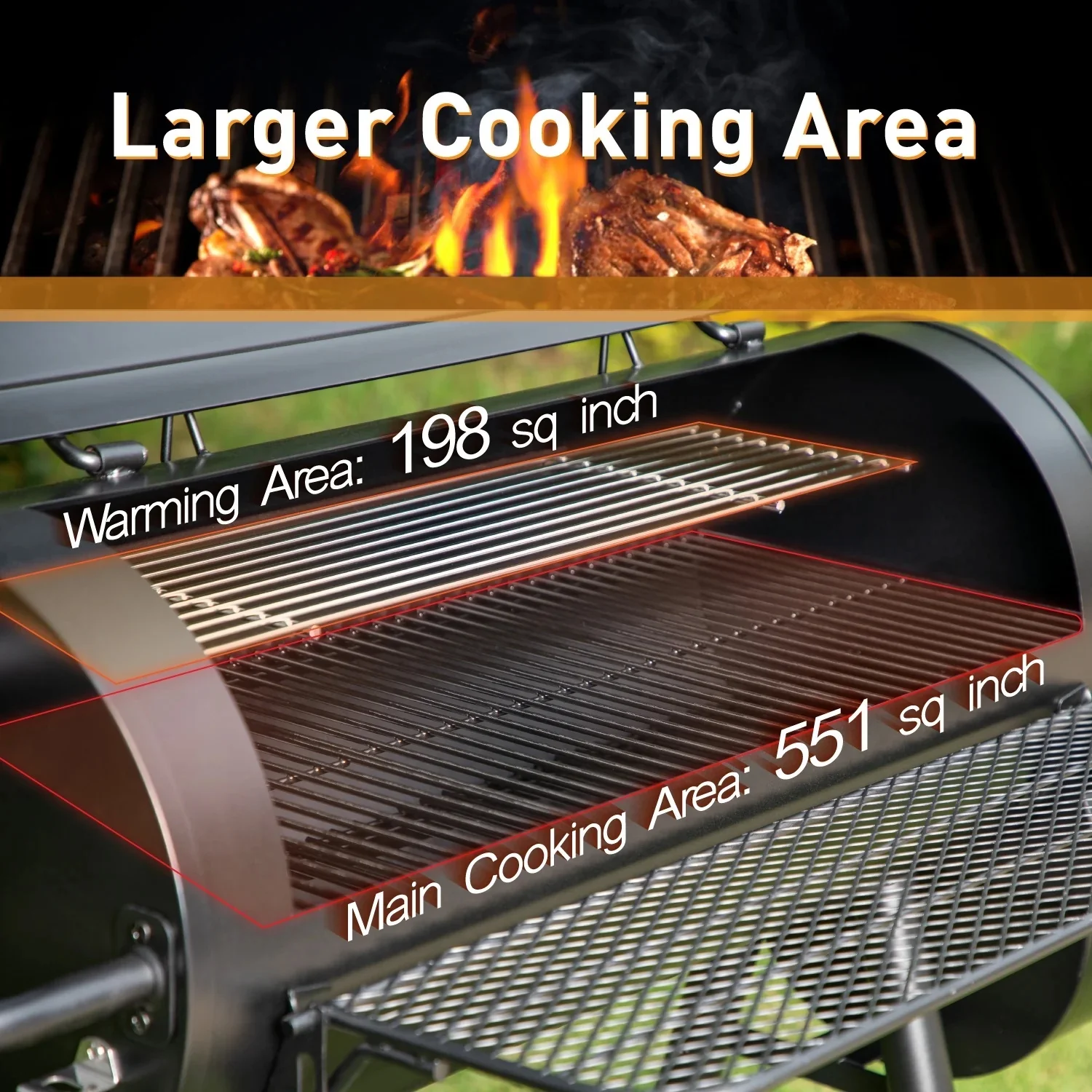 Summit Living 28 Charcoal Grill with Offset Smoker Black
