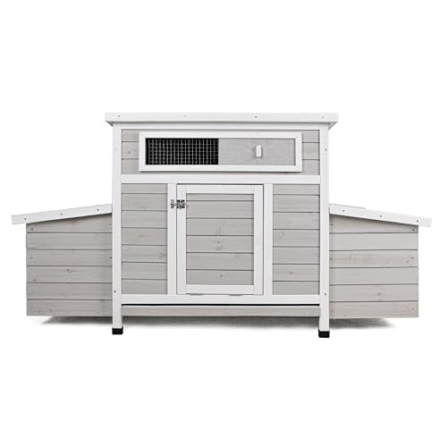 122" Large Chicken Coop with Run,Outdoor Chicken Run W/Nesting Box & Perch,Wooden Hen House W/Ramp & Sliding Trays