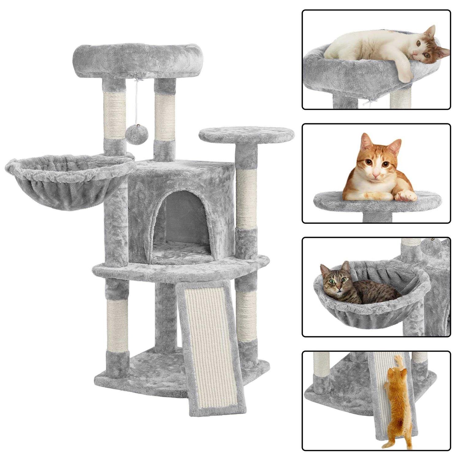 Topeakmart Medium Plush Cat Tree Condo with Basket - Pet Supplies online store