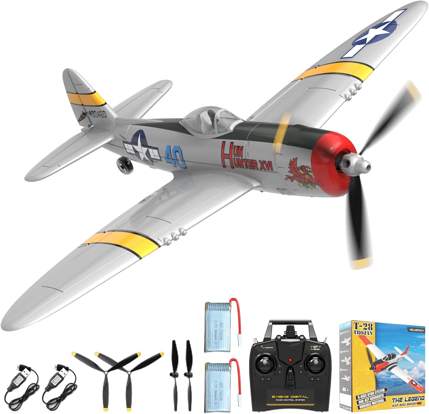 CKYSCHN RC Plane for Beginners, VOLANTEXRC 4CH WWII P-47 Model RC Airplane RTF, Remote Control Plane with Xpilot