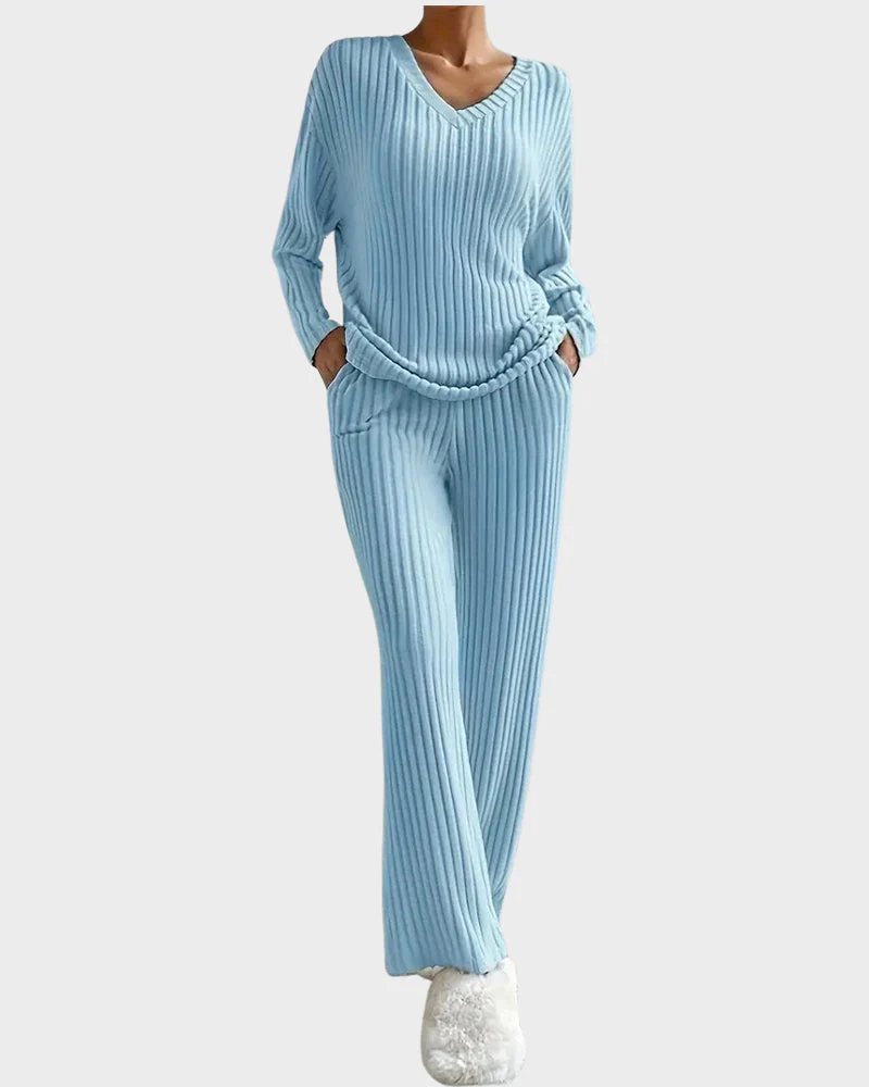 Soft V-Neck Two-Piece Lounge Set