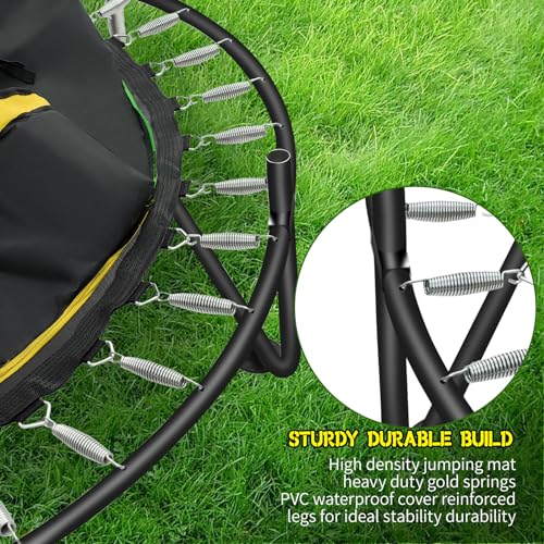 Trampoline for Kids, 5FT Adjustable for Toddler, Indoor/Outdoor Baby Trampoline with Enclosure Net, No-Gap Safe Design, Gifts for Boys & Girls
