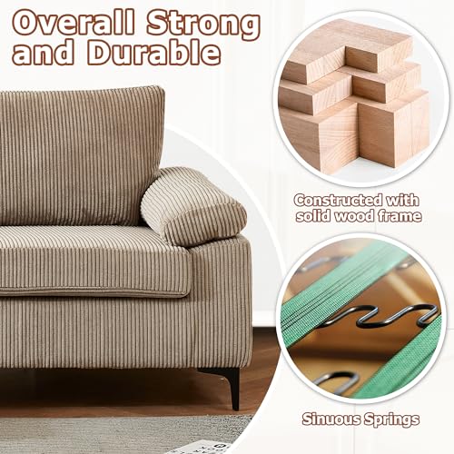 Convertible Sectional Sofa 100" L Shaped Couch Modern 3-Seat Corduroy Fabric with Reversible Chaise for Living Room,Black