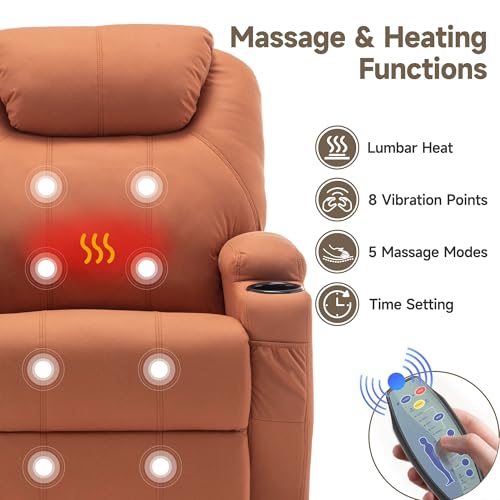 Recliner Chair, Rocking Chair with Massage and Heat, 360° Swivel Recliner Chairs for Adults