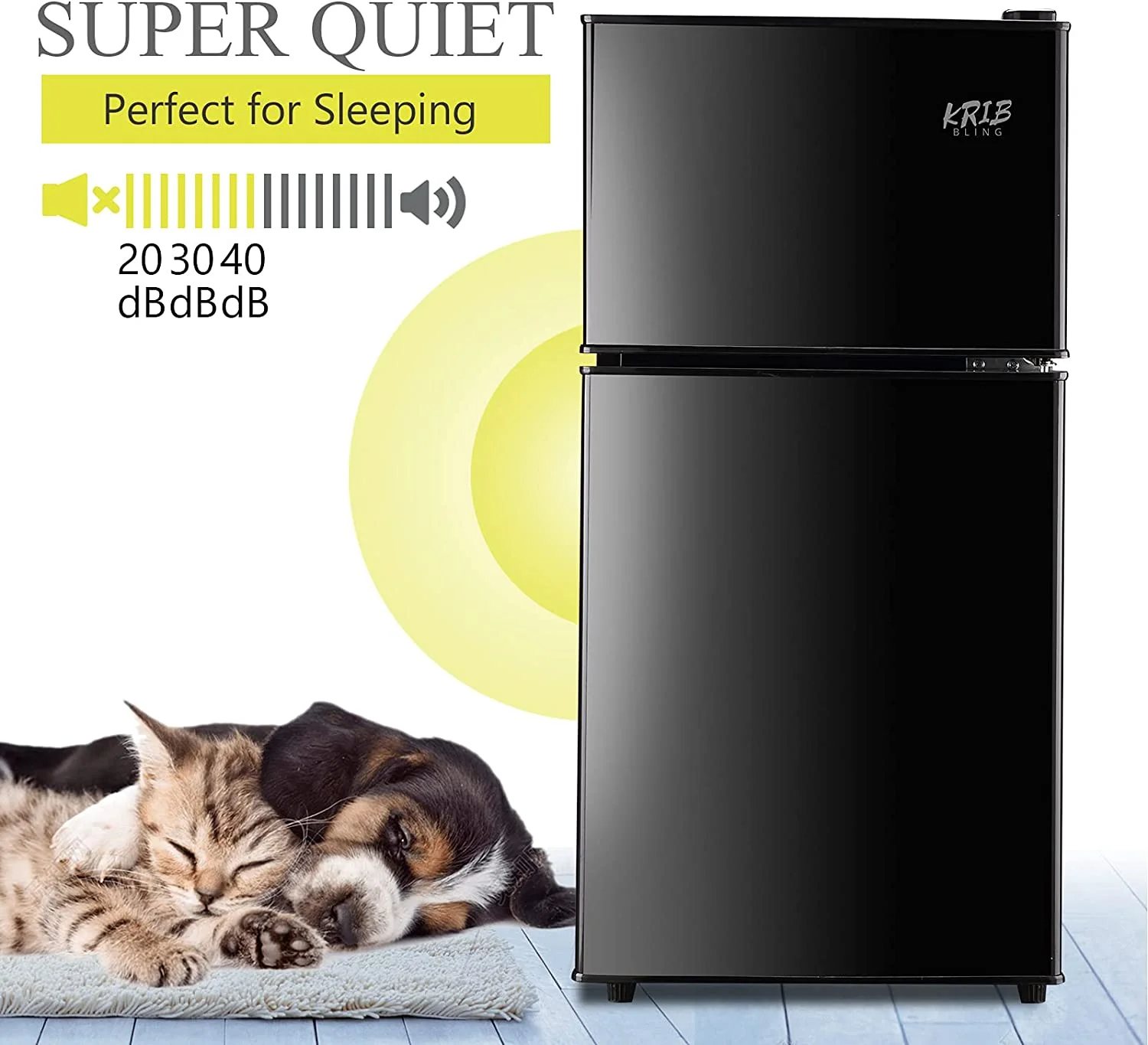 GGTB 3.2 Cu ft Two Door Mini Fridge with Freezer, Retro Compact Refrigerator with Freezer, Black