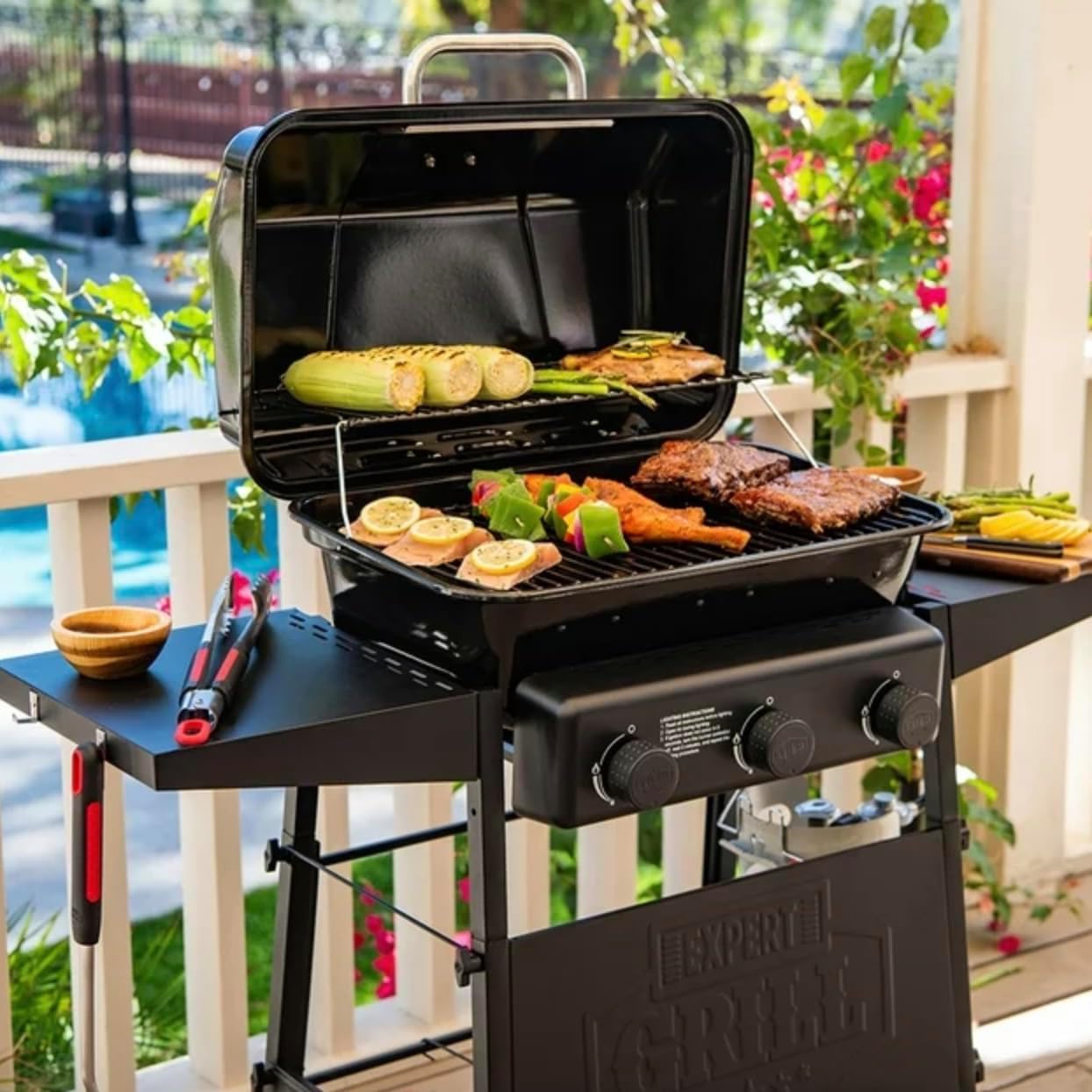 Expert Grill 3 Burner Propane Gas Grill, Black