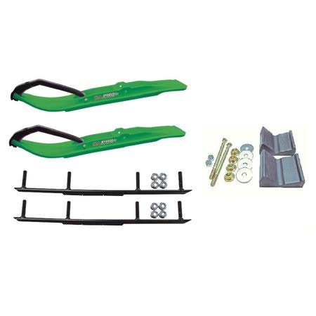 Cu0026A Pro Green XT Snowmobile Skis w/ 6 inch Round Bars Complete Kit Polaris Fusion IQ