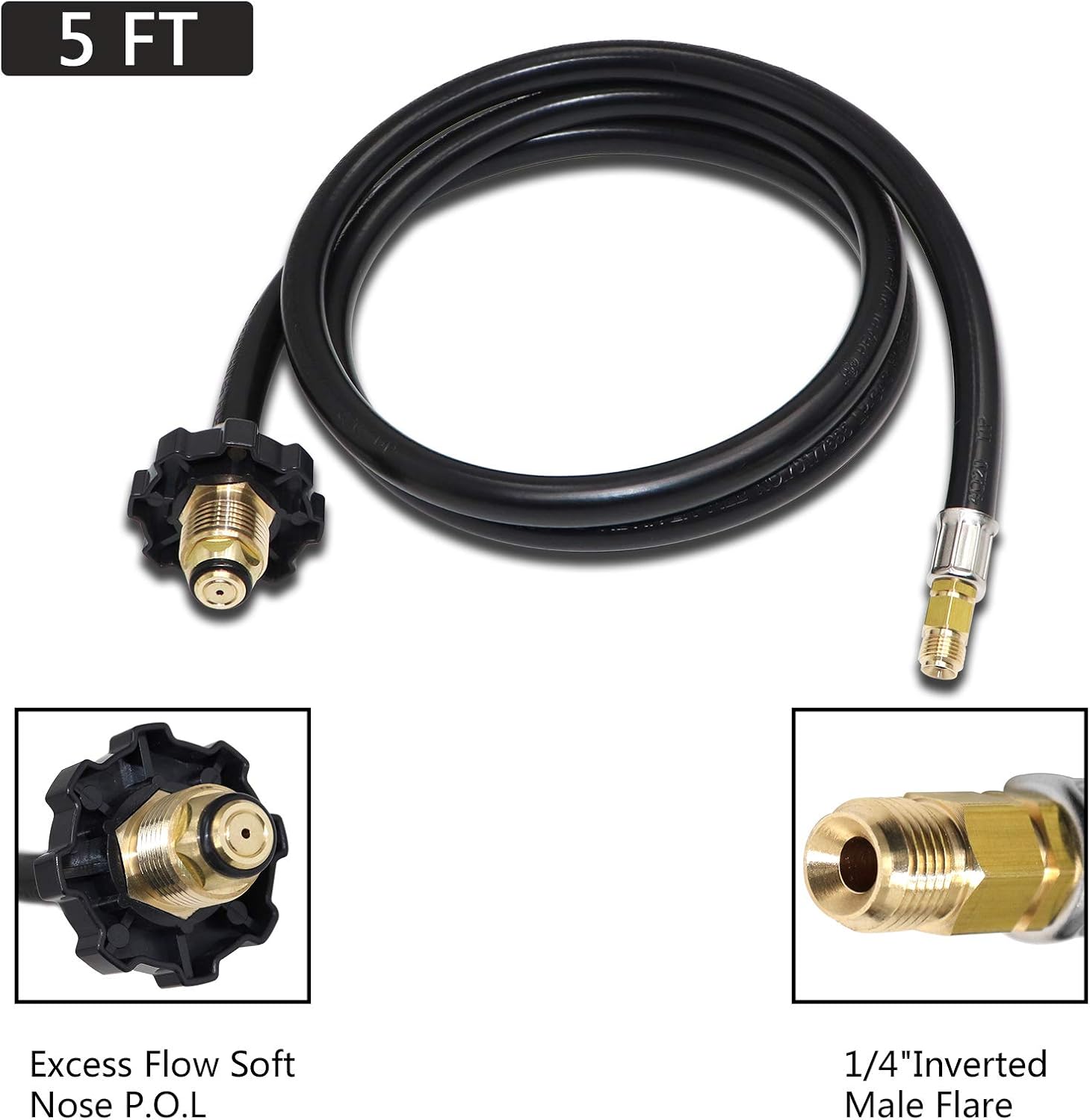 New Upgraded Propane Brass Tee Adapter Kit 4-Port Propane Brass Tee 5ft and 12ft Hoses Allows for Connection Between Auxiliary Propane Cylinder and
